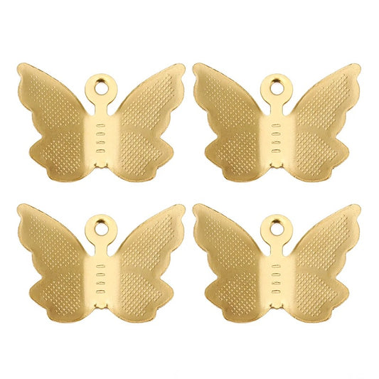 SS 1595 Tiny butterfly 18K gold plated stainless steel charm ( 1 pc ) - anti tarnish