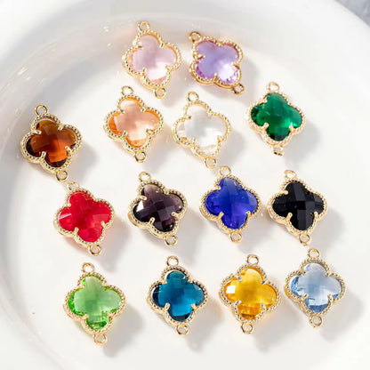 CZ 2397 Clear Clover Zircon Connector 14k gold plated ( 1 pc ) - anti tarnish