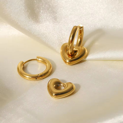 ESJ32A Heart hoop Earrings -18k gold PvD plated