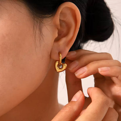 ESJ32A Heart hoop Earrings -18k gold PvD plated