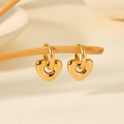 ESJ32A Heart hoop Earrings -18k gold PvD plated