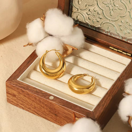 SS 242 Classic round hoops  -18k gold plated stainless steel - Anti tarnish - Wholesale