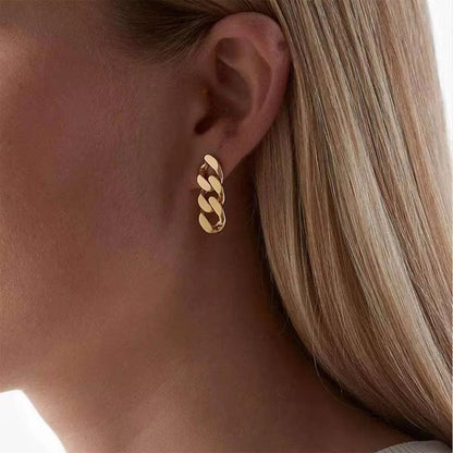 ESJ12D Chain Stud  -18k gold plated 316 stainless steel - Anti tarnish - Wholesale