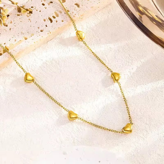 SS 246 Heart dainty Chain Necklace -18k gold plated stainless steel - Anti tarnish - Wholesale