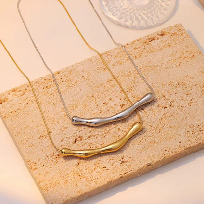 NSJ48D Gold Bamboo Chain Necklace 18k Gold PVD plated