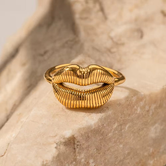 SS 255 Lip ring adjustable- 18k gold plated stainless steel - Anti tarnish - Wholesale