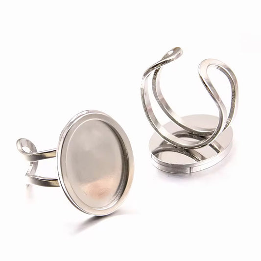 SS 1109 Oval Ring Bezel Silver PVD plated Stainless steel ( 1 pc ) Anti tarnish ( 25:18 mm )
