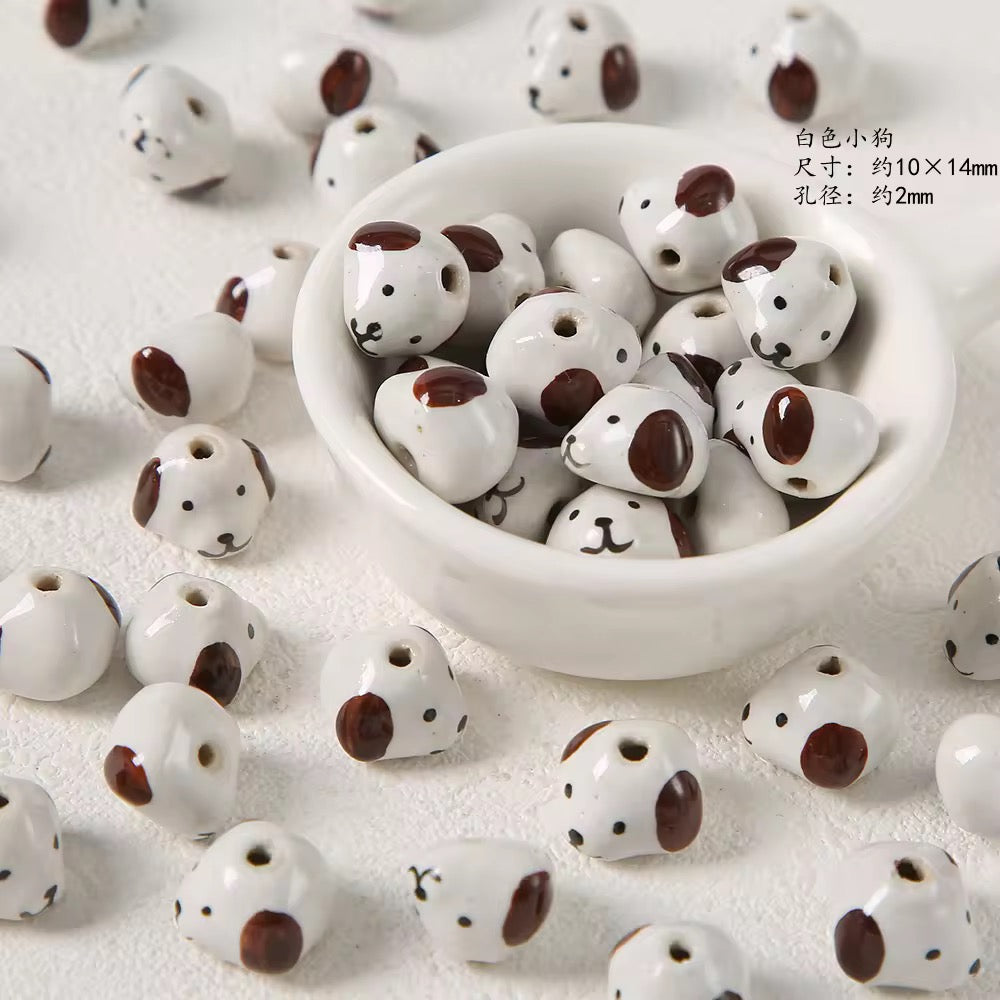 BBB 407 Dog Head porcelain ceramic bead ( 1 pc )