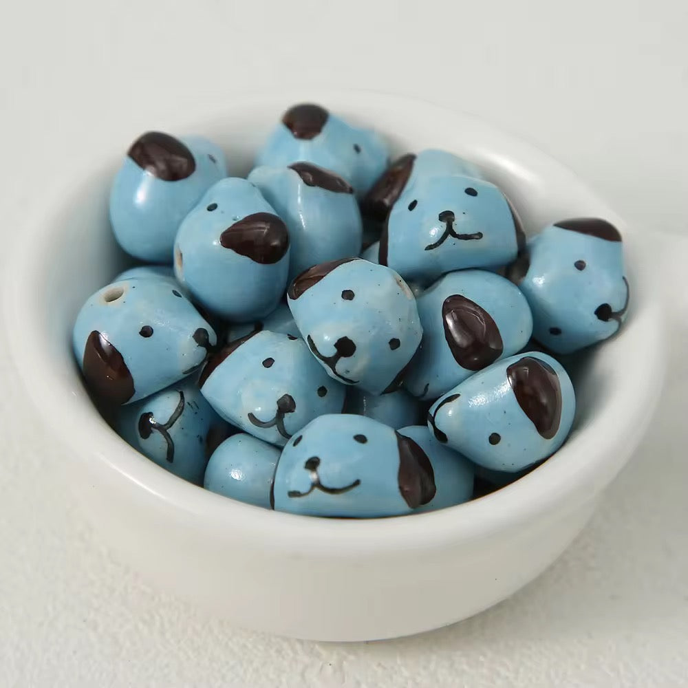 BBB 407 Dog Head porcelain ceramic bead ( 1 pc )