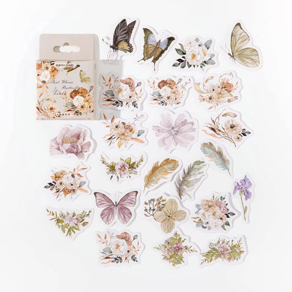 Retro Floral and Butterfly Waterproof UV Resistant sticker ( 1 pack - 46 piece )