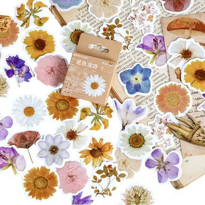 Creative Fresh Flowers Waterproof UV Resistant sticker ( 1 pack - 46 piece )