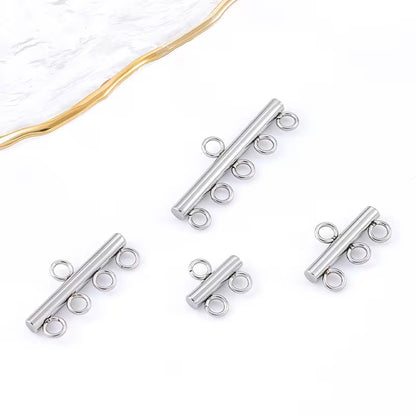 SS 1121 Multi loop charm Connector Silver PVD plated stainless steel ( 1 pc ) anti tarnish