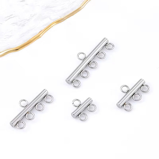 SS 1121 Multi loop charm Connector Silver PVD plated stainless steel ( 1 pc ) anti tarnish