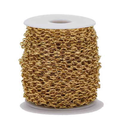 CN 50 Wide egg shaped O chain 18k gold PVD 316 Stainless steel chain ( 1 Feet ) Anti tarnish ( 4 mm )