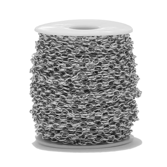 Wide egg shaped O chain steel plated Stainless steel chain ( 1 Feet ) Anti tarnish