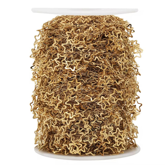 CN 291 Hollow star link chain 18k gold plated Stainless steel chain ( 1 Feet ) Anti tarnish