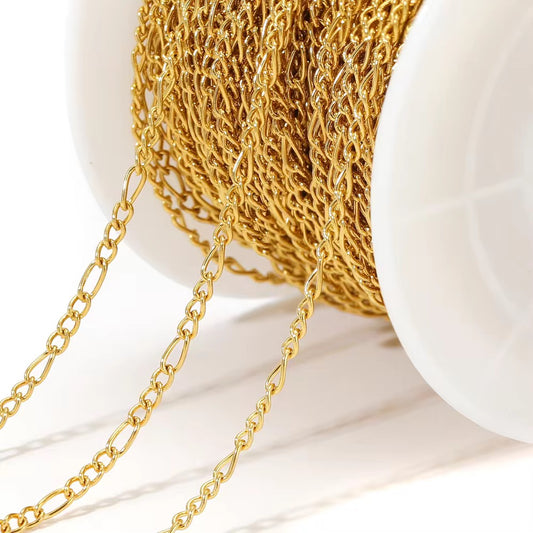 Figaro chain 18k gold plated Stainless steel chain ( 1 Feet ) Anti tarnish