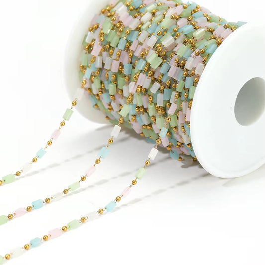 CN 300 Cylinder bead chain ( style 1 ) 18k gold plated Stainless steel chain ( 1 Feet ) Anti tarnish