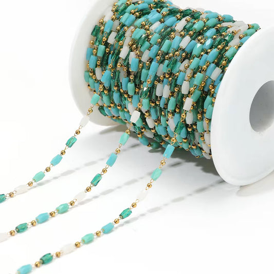 Cylinder bead chain ( style 2 ) 18k gold plated Stainless steel chain ( 1 Feet ) Anti tarnish
