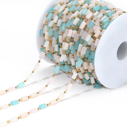 Cylinder bead chain ( style 4 ) 18k gold plated Stainless steel chain ( 1 Feet ) Anti tarnish