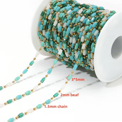 DIYS97 Cylinder bead chain 18k gold PVD 316 Stainless steel chain ( 1 Feet ) Anti tarnish