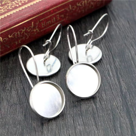 CB 1918 Round Silver Cabochon base Earring stainless steel ( 2 pc ) Anti tarnish