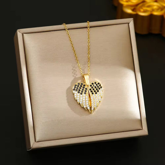 SS 258 Secret I love you zircon wings Necklace - 18k gold plated stainless steel - Anti tarnish - Wholesale