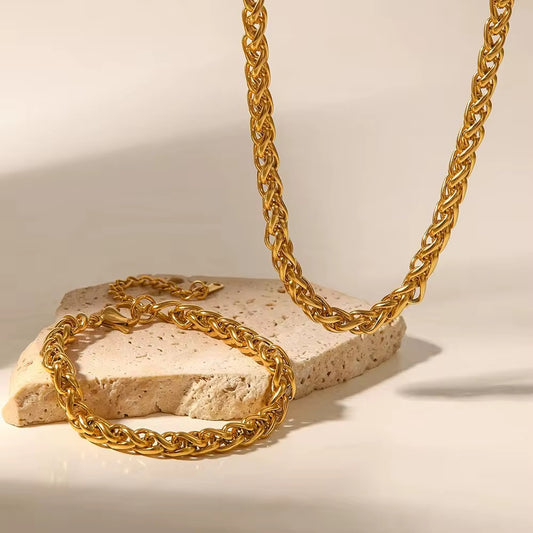 SS 261 Chunky Vintage Unisex Necklace - 18k gold plated stainless steel - Anti tarnish - Wholesale