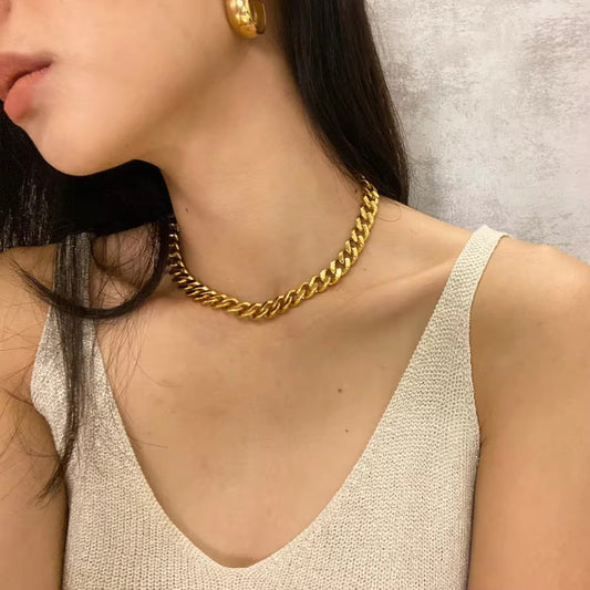 SS 262 Thick Cuban Unisex Necklace - 18k gold plated stainless steel - Anti tarnish - Wholesale