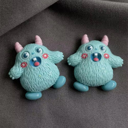 BBB 068 (b) Light blue Furry Monster cartoon Kawai themed resin charm ( 1 pc ) with / without Hook