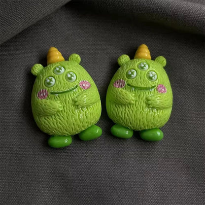 BBB 068 (c) Green Furry Monster cartoon Kawai themed resin charm ( 1 pc ) with / without Hook