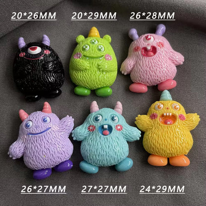 BBB 068 (c) Green Furry Monster cartoon Kawai themed resin charm ( 1 pc ) with / without Hook