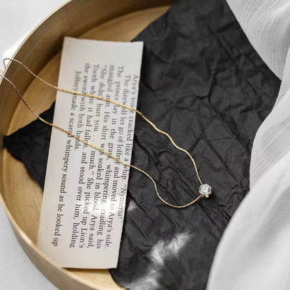 NSJ03C  Dainty Zircon minimalistic Necklace - 18k PVD plated 316 stainless steel - Anti tarnish