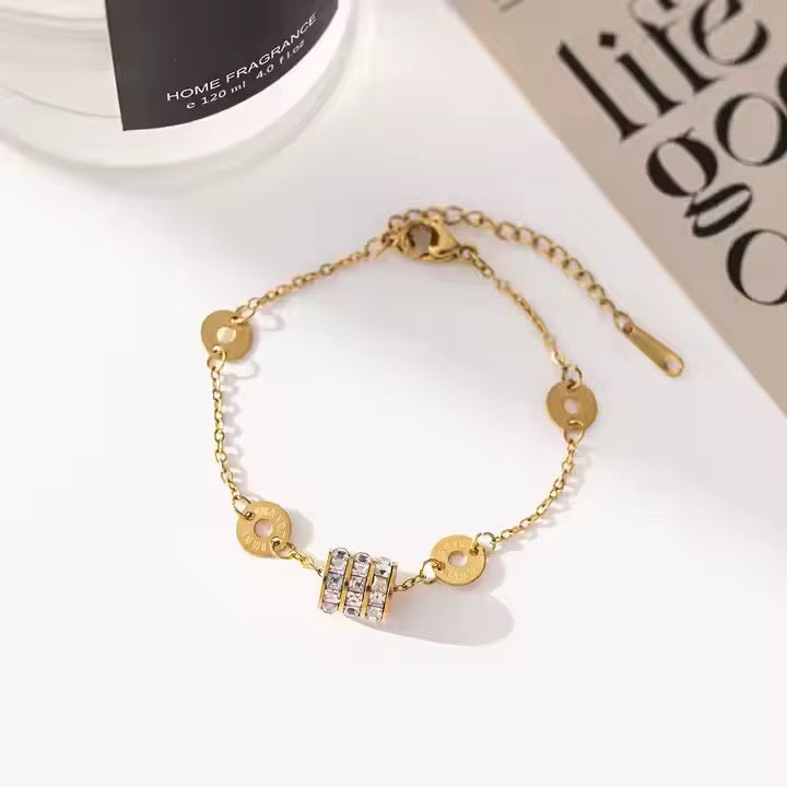 SS 267 Diamond Roman vintage Bracelet - 18k gold plated stainless steel - Anti tarnish - Wholesale