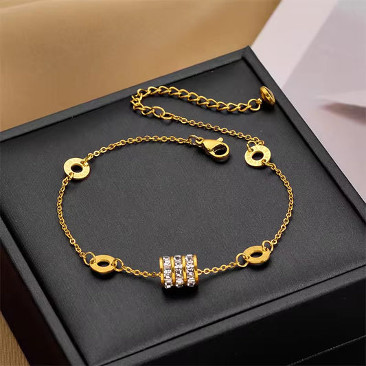 SS 267 Diamond Roman vintage Bracelet - 18k gold plated stainless steel - Anti tarnish - Wholesale