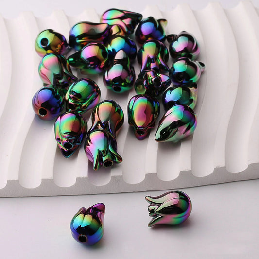 BBB 129 (a) Black Tulip uv plated Acrylic bead ( 1 pc )