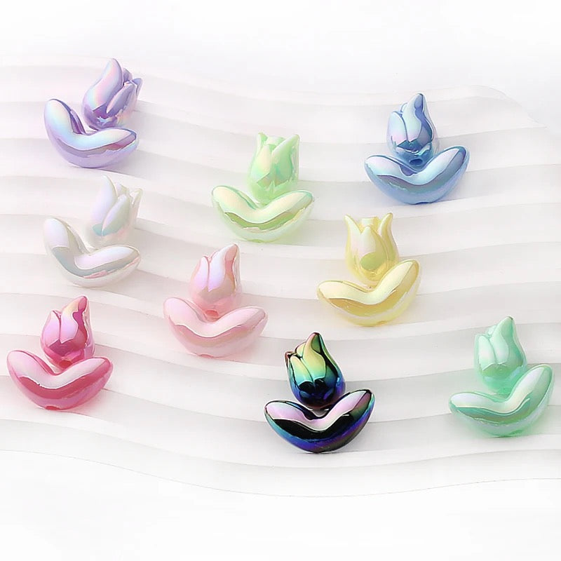 AC 1659 Tulip uv plated Acrylic bead ( 1 pc )