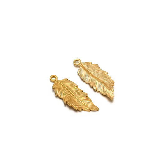 SC04F Leaf charm 18k gold PVD 316 Stainless steel ( 1 pc ) Anti tarnish