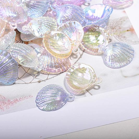 AC 1684 Rainbow plated sea shell charm ( 1 pc )