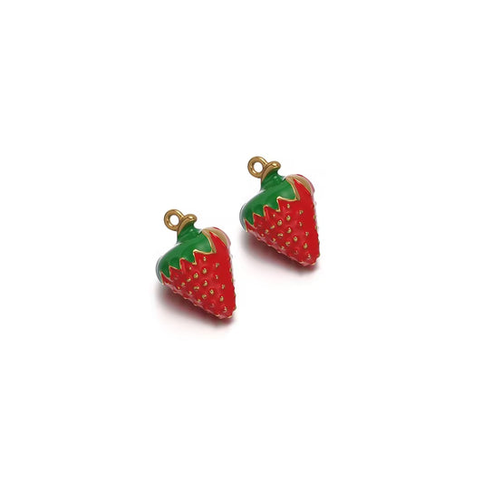 SS 3187 Strawberry 3D Charm 18k Gold PVD plated 316 stainless steel ( 1 pc ) Anti tarnish ( 18*12mm )