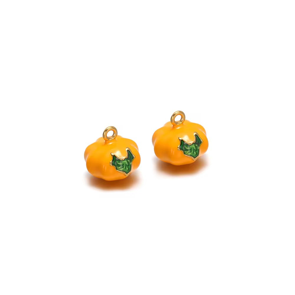 SC13H Pumpkin 3D Charm 18k Gold PVD plated 316 stainless steel ( 1 pc ) Anti tarnish ( 11*10mm )