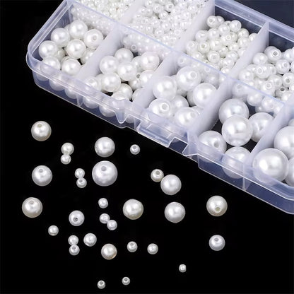 Cream Pearl ABS Mix Size Pearl Bead Kit ( 1 Box - 800 pieces )