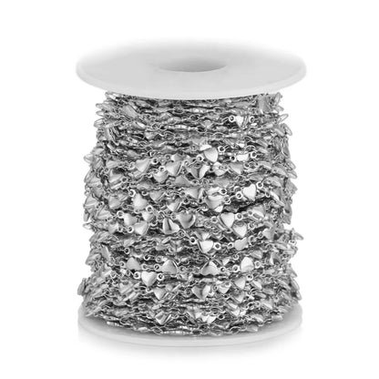 CN 318 Heart Link Chain Silver PVD plated Stainless steel chain ( 1 feet ) Anti tarnish ( 5 mm )