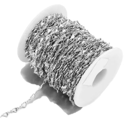 CN 318 Heart Link Chain Silver PVD plated Stainless steel chain ( 1 feet ) Anti tarnish ( 5 mm )