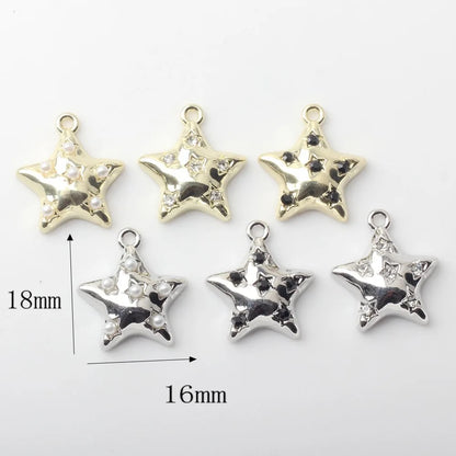 SS 1708 Inlaid zircon star 14k gold plated alloy charm ( 1 pc ) Tarnish Resistant ( 18:16 mm )