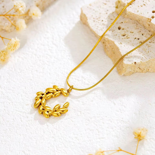 SS 274 Wheat barley Necklace - 18k gold PVD plated stainless steel - Anti tarnish - Wholesale