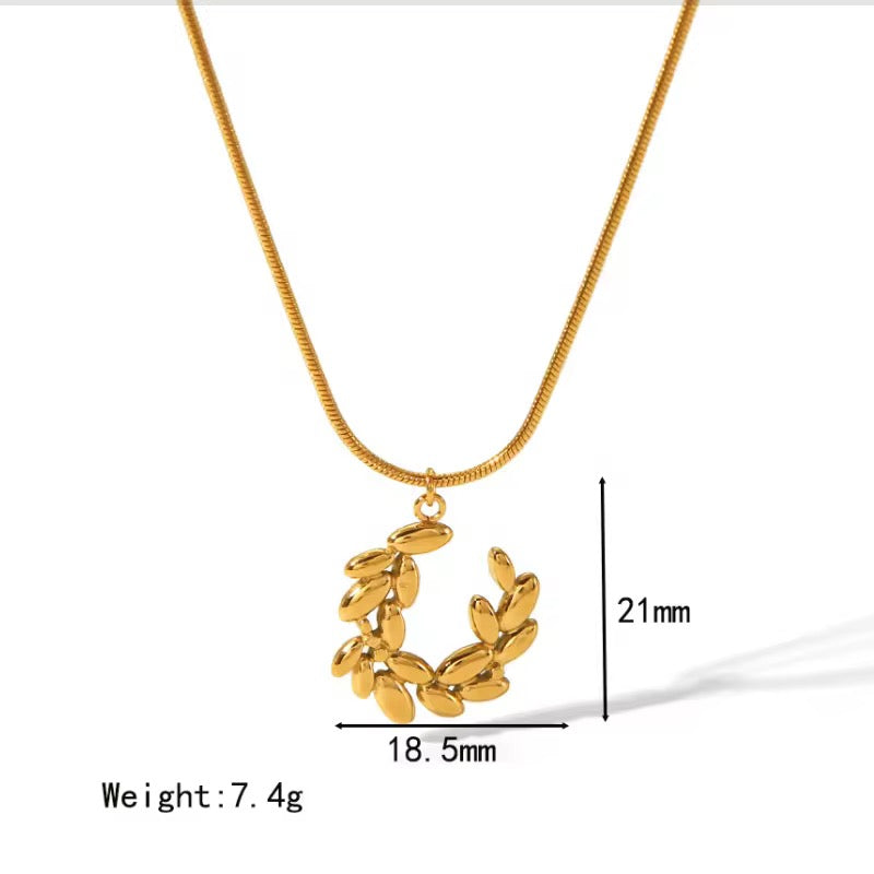 SS 274 Wheat barley Necklace - 18k gold PVD plated stainless steel - Anti tarnish - Wholesale