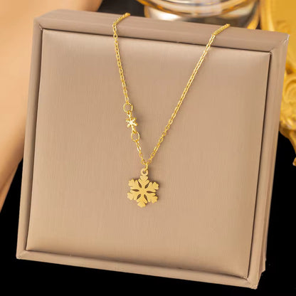 SJ 278 Snowflake dainty Necklace - 18k gold PVD plated stainless steel - Anti tarnish