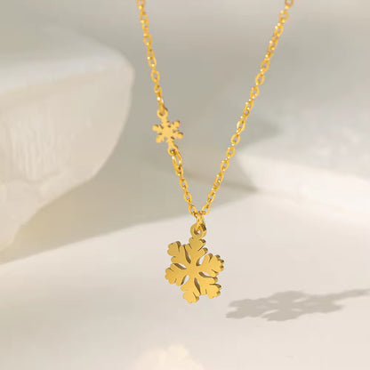 SJ 278 Snowflake dainty Necklace - 18k gold PVD plated stainless steel - Anti tarnish