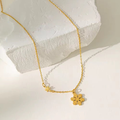 SJ 278 Snowflake dainty Necklace - 18k gold PVD plated stainless steel - Anti tarnish